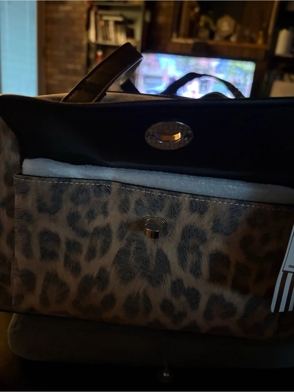 Astro Bettie Start Struck Taupe Leopard-Print Satchel with Black Trim